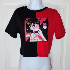 ROMWE Black and Red Anime Graphic Tee New With Tags